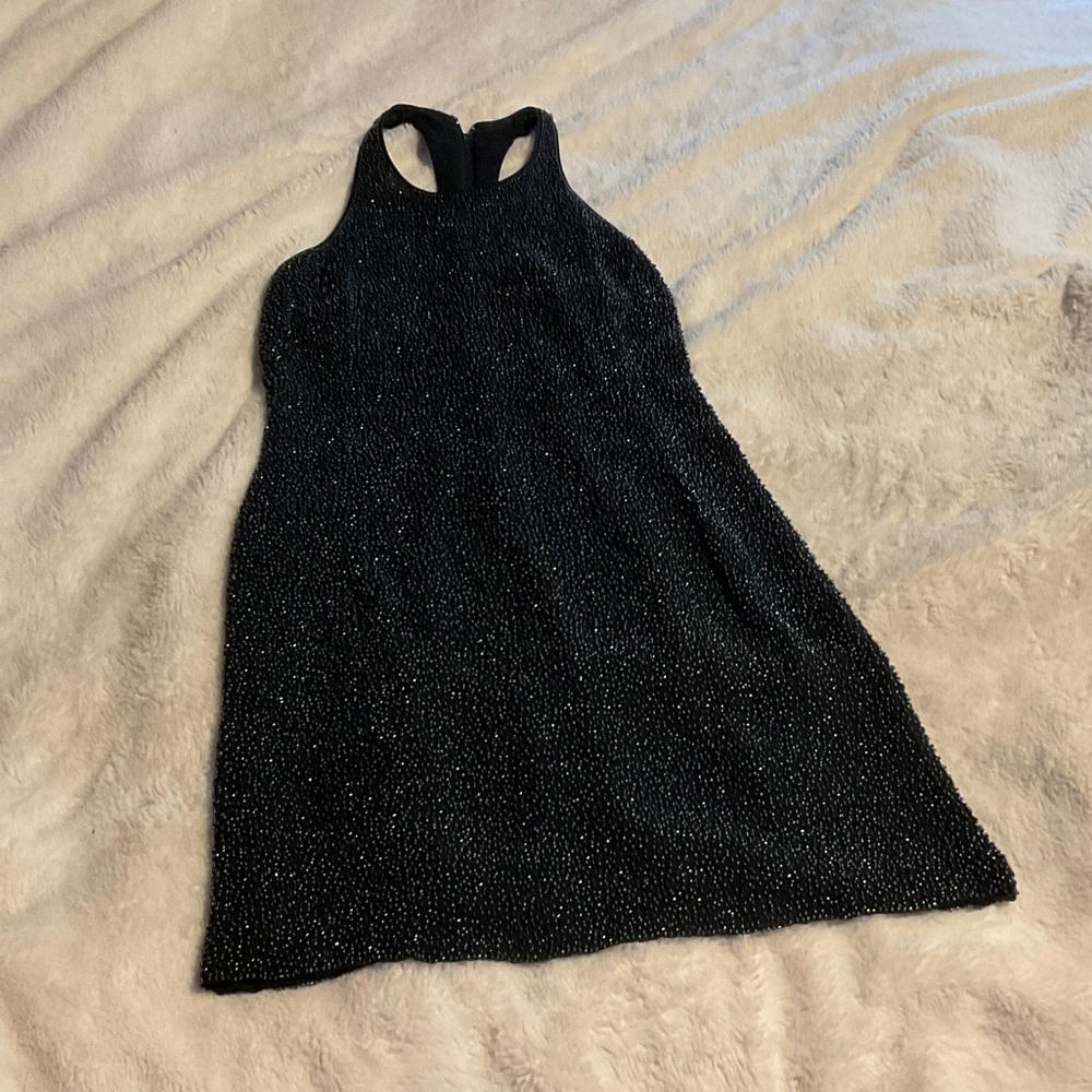 Black Sparkle Halter Mini Dress